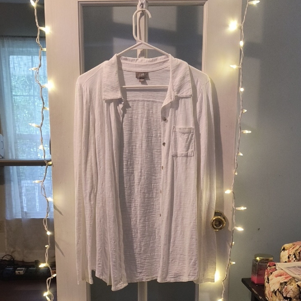 J. Jill White Casual Button Down Shirt